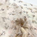 100% Nylon Flower Printing Diamond Checked Knitted Fabric